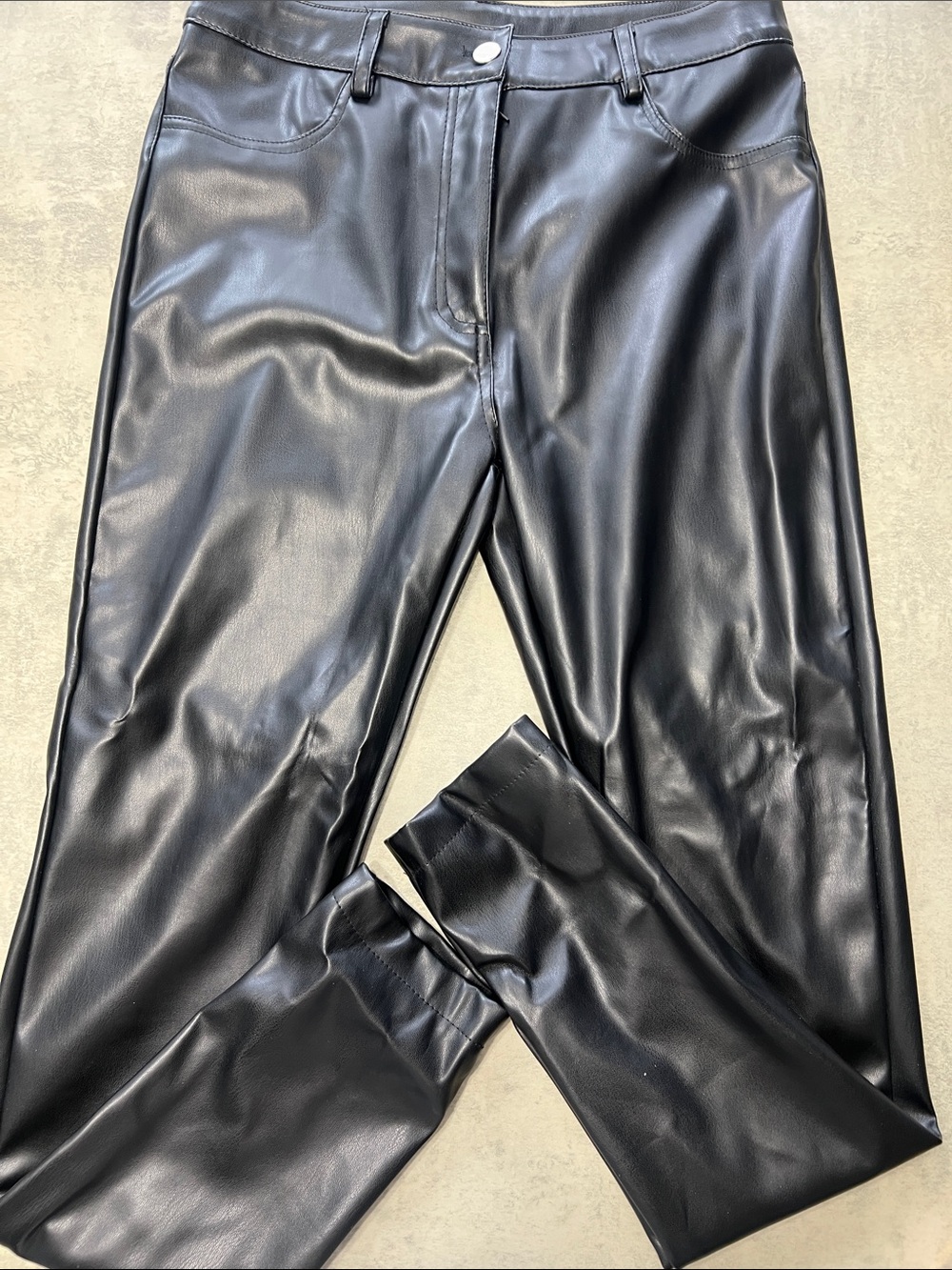 Forever 21 Black Faux Leather Pants - Straight Fit